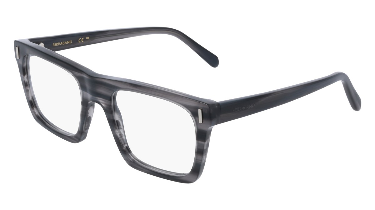 Eyeglasses Salvatore Ferragamo SF3029 (014) color striped grey shape rectangle lenses colore - 2