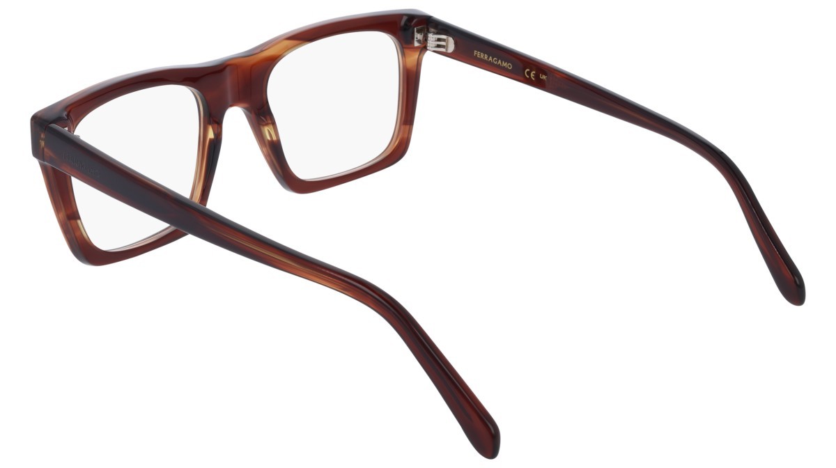 Eyeglasses Salvatore Ferragamo SF3029 (216) color striped brown shape rectangle lenses colore - 3