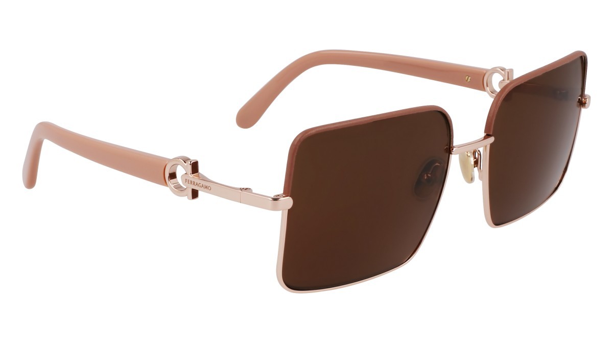 Sonnenbrillen Salvatore Ferragamo SF302SLN (685) farbe rose gold/nude form rechteckig gläser gradient nude