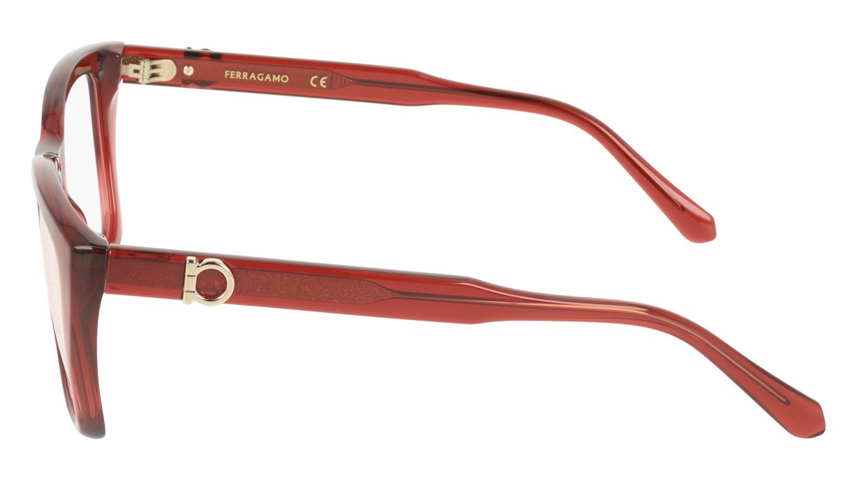 Eyeglasses Salvatore Ferragamo SF3030E (616) color transparent red shape rectangle lenses colore - 4