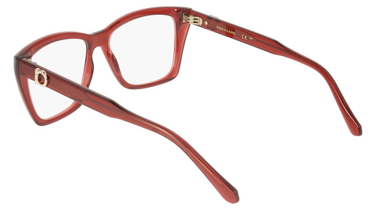 Eyeglasses Salvatore Ferragamo SF3030E (616) color transparent red shape rectangle lenses colore - 4