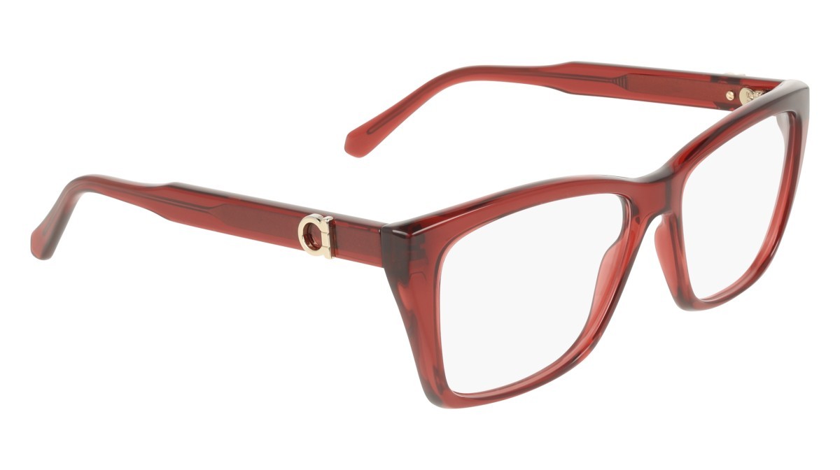 Eyeglasses Salvatore Ferragamo SF3030E (616) color transparent red shape rectangle lenses colore - 4
