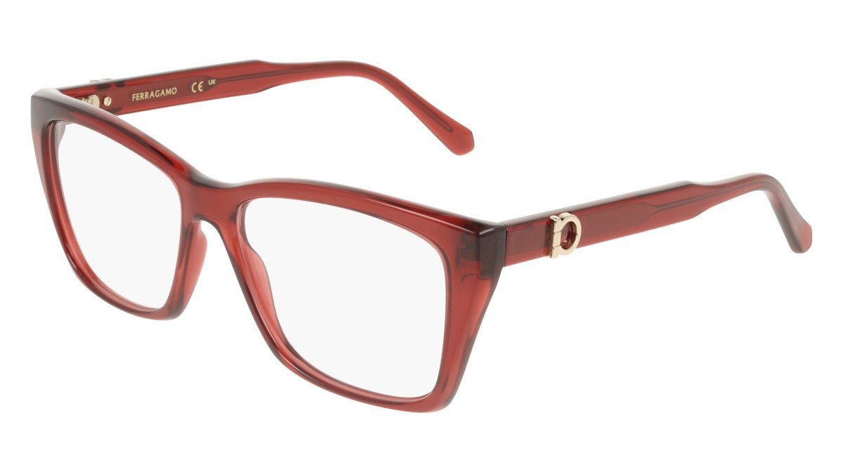 Eyeglasses Salvatore Ferragamo SF3030E (616) color transparent red shape rectangle lenses colore - 4