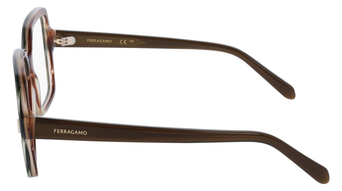 Eyeglasses Salvatore Ferragamo SF3031 (280) color striped brown green shape square lenses colore - 2