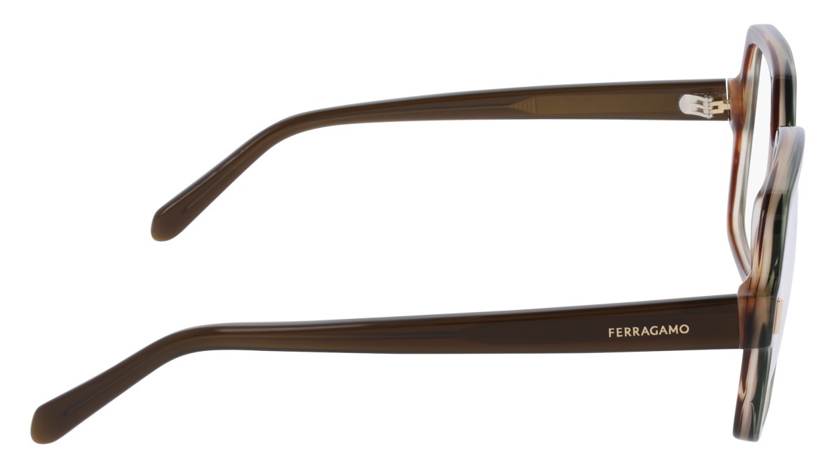 Eyeglasses Salvatore Ferragamo SF3031 (280) color striped brown green shape square lenses colore - 2
