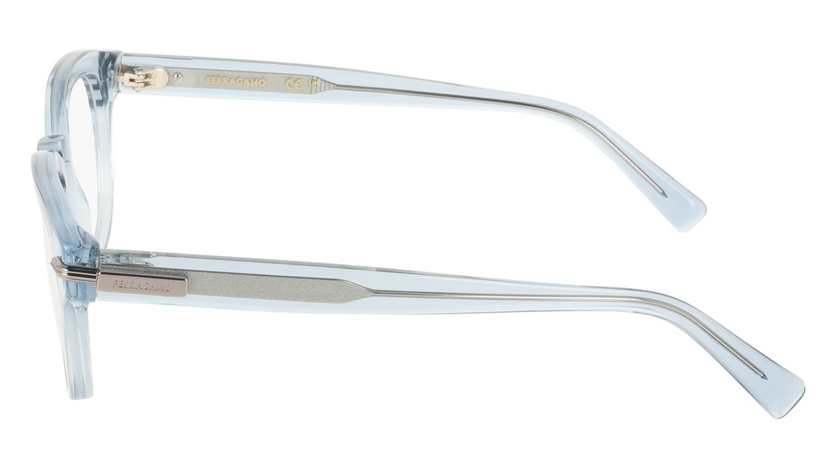 Eyeglasses Salvatore Ferragamo SF3033 (450) color transparent azure shape pantos lenses colore - 3