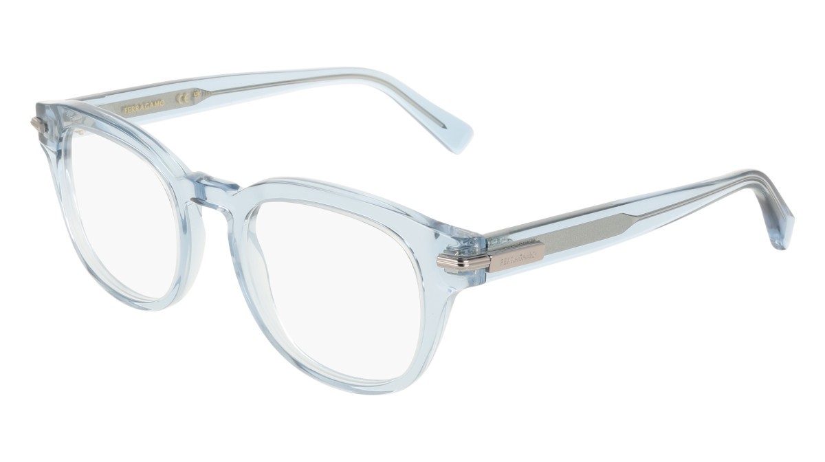 Eyeglasses Salvatore Ferragamo SF3033 (450) color transparent azure shape pantos lenses colore - 3