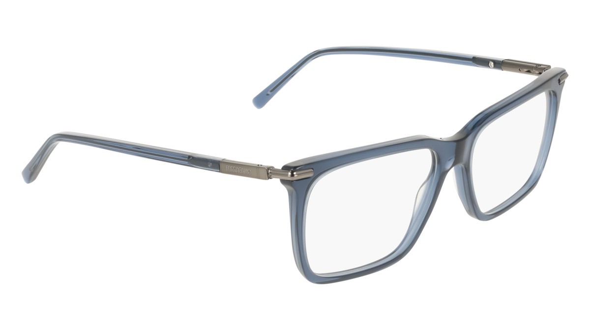Eyeglasses Salvatore Ferragamo SF3037 (432) color transparent blue shape rectangle 