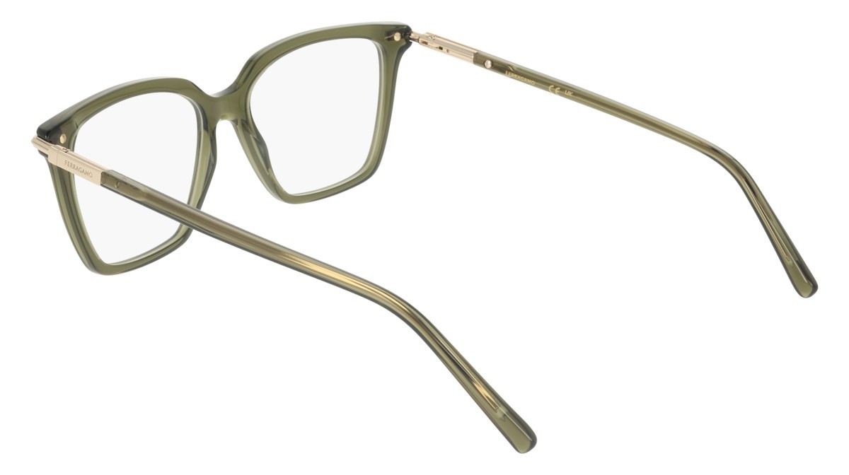 Eyeglasses Salvatore Ferragamo SF3038 (317) color transparent green shape rectangle 