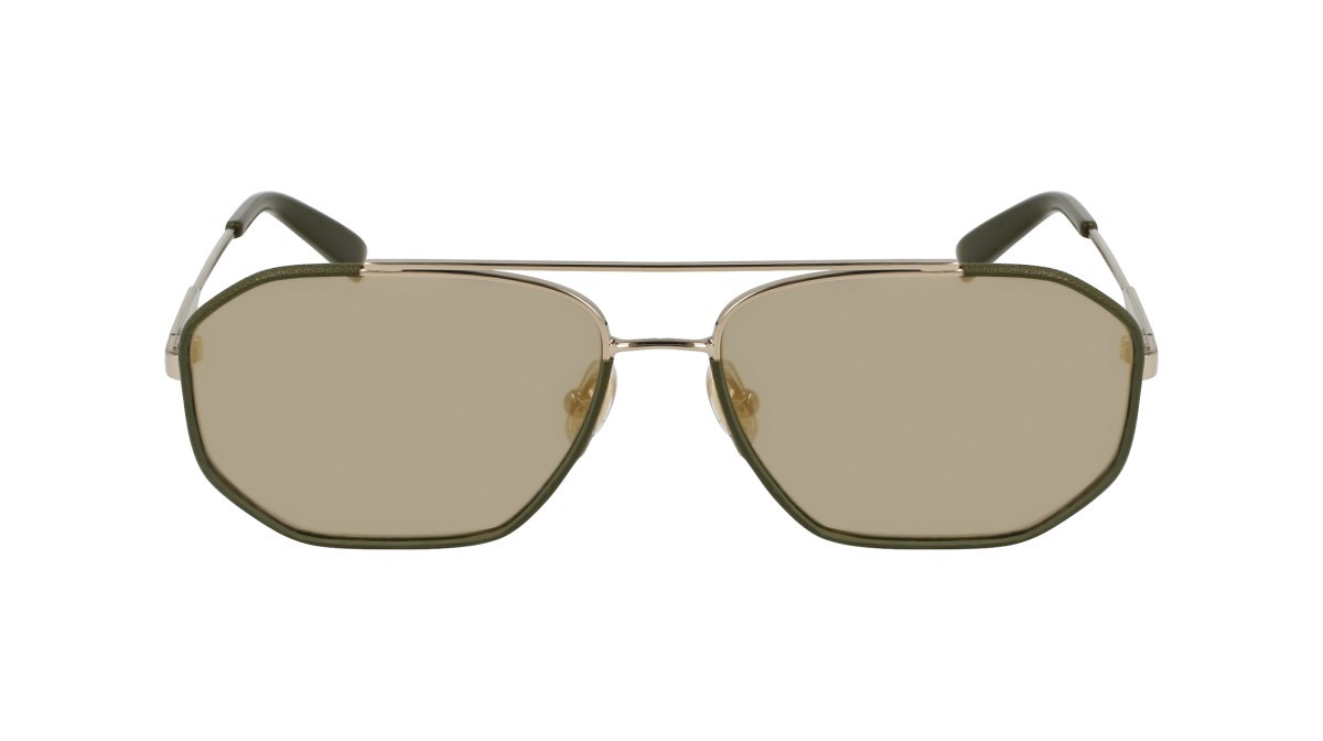 Sonnenbrillen Salvatore Ferragamo SF303SLN (726) farbe gold/dark green form navigator gläser solid grey w/light gold mirror