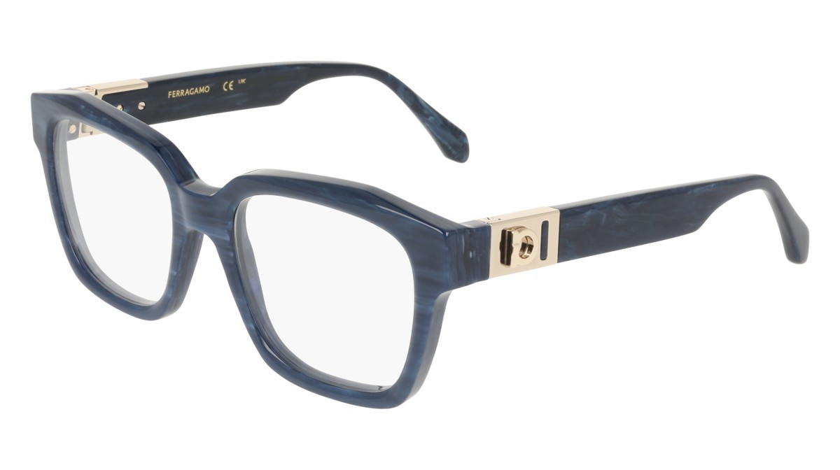 Eyeglasses Salvatore Ferragamo SF3040 (413) color blue horn shape rectangle 