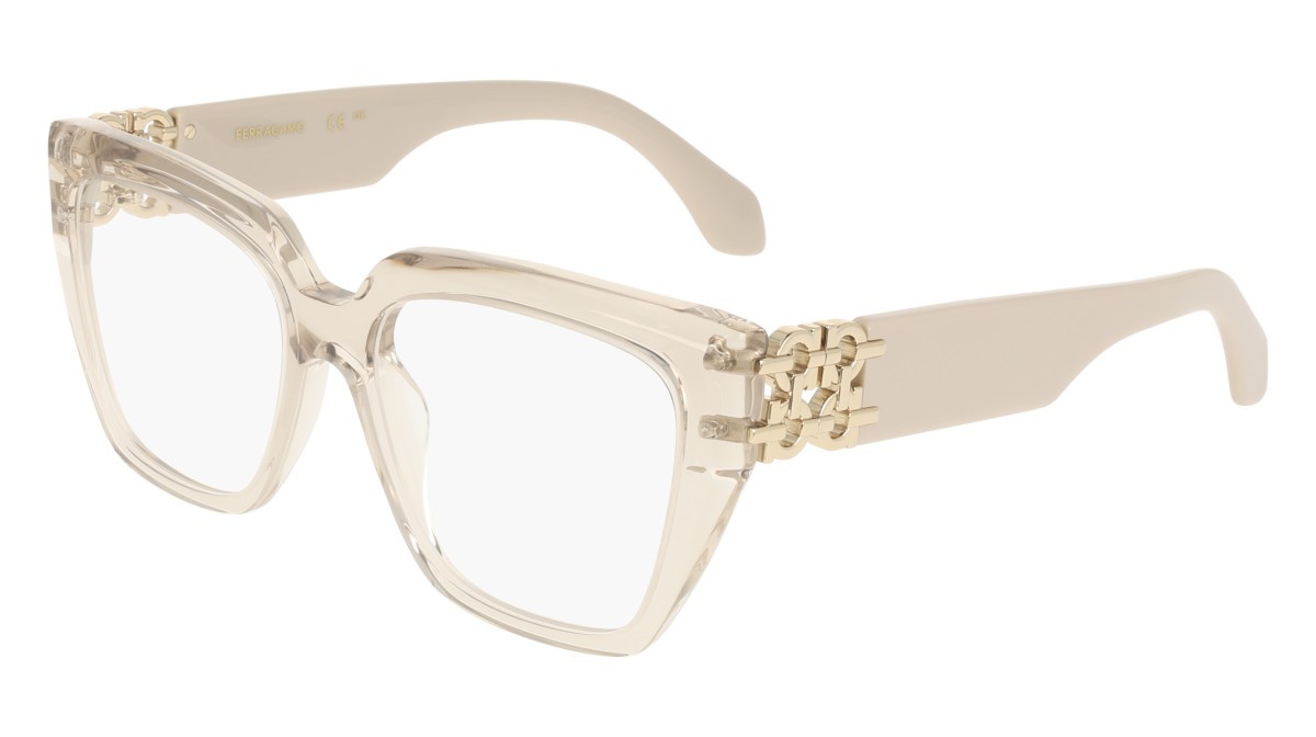 Eyeglasses Salvatore Ferragamo SF3041E (259) color transparent beige shape rectangle 