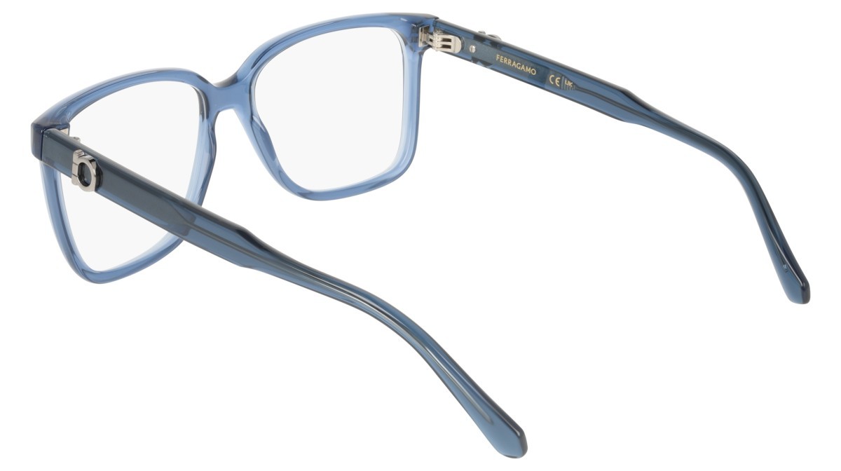 Eyeglasses Salvatore Ferragamo SF3043E (432) color transparent blue shape rectangle 