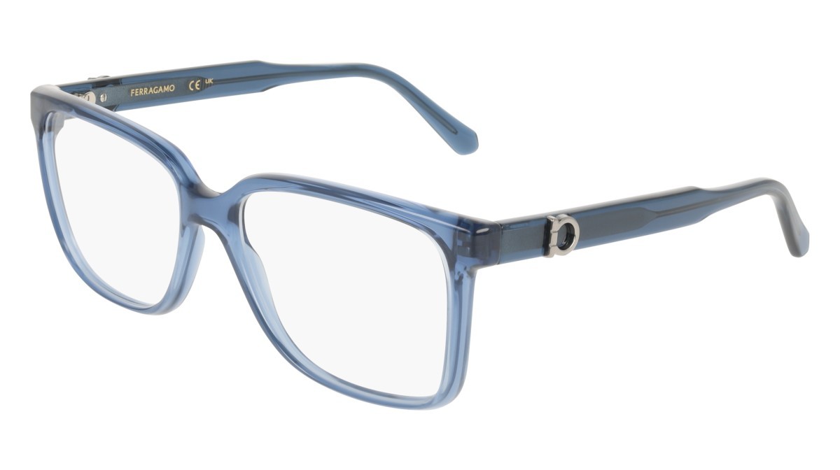 Eyeglasses Salvatore Ferragamo SF3043E (432) color transparent blue shape rectangle 