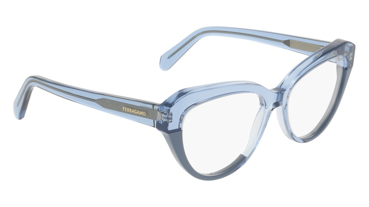 Eyeglasses Salvatore Ferragamo SF3046 (433) color transparent blue/blue shape cat eye 