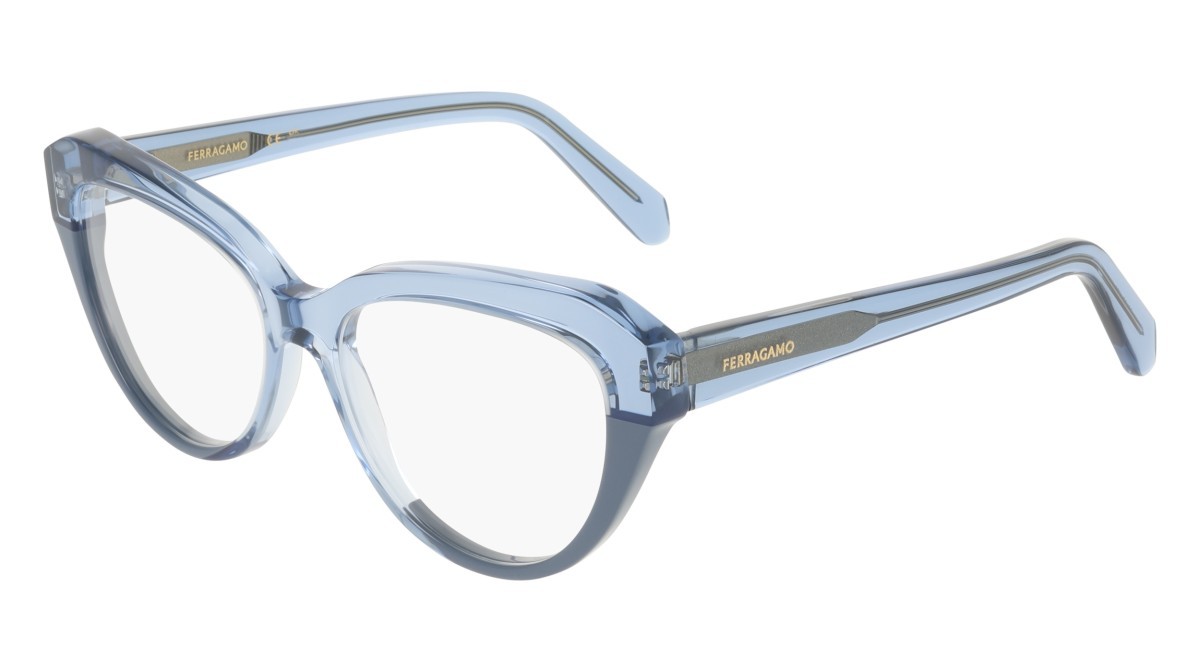 Eyeglasses Salvatore Ferragamo SF3046 (433) color transparent blue/blue shape cat eye 