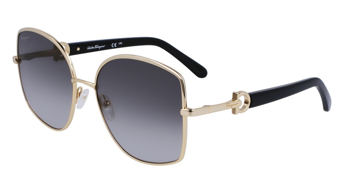 Sonnenbrillen Salvatore Ferragamo SF304S (738) farbe gold/grey gradient form oval gläser gradient grey