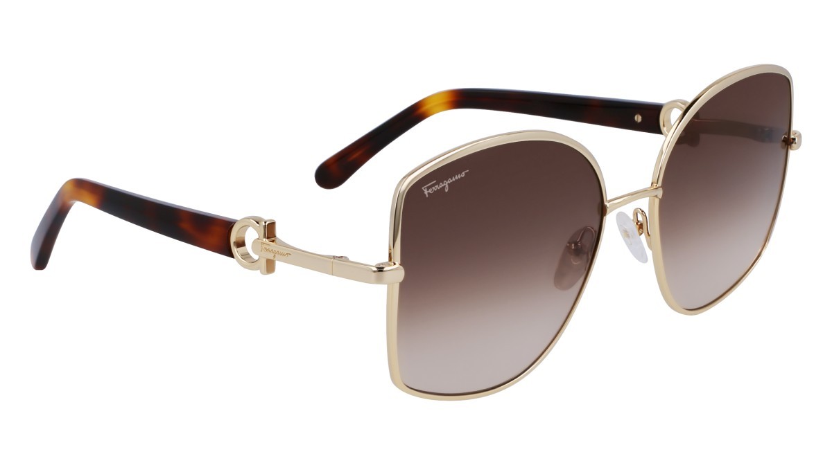 Sonnenbrillen Salvatore Ferragamo SF304S (745) farbe gold/brown gradient form oval gläser gradient brown