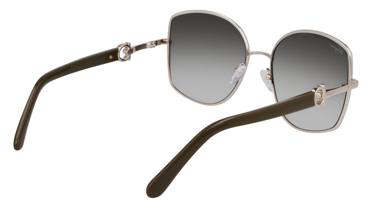 Sonnenbrillen Salvatore Ferragamo SF304S (750) farbe gold/khaki gradient form oval gläser gradient khaki