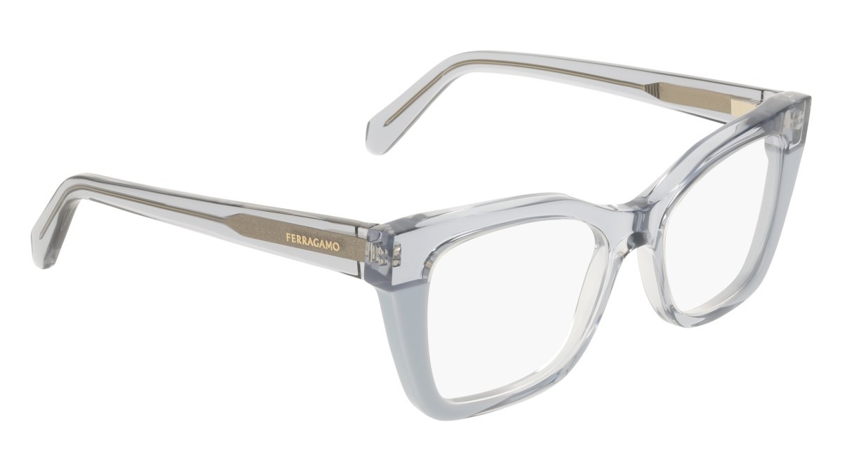 Eyeglasses Salvatore Ferragamo SF3052 (454) color transparent azure/azure shape rectangle 