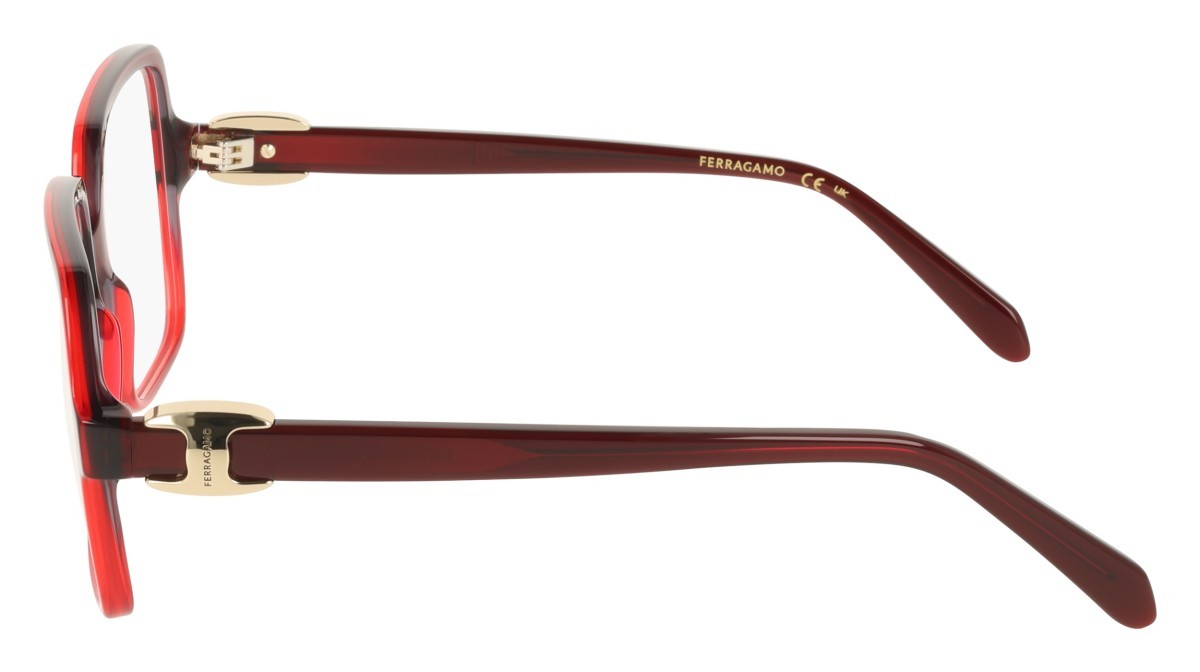 Eyeglasses Salvatore Ferragamo SF3058 (615) color transparent dark red gradient shape rectangle 