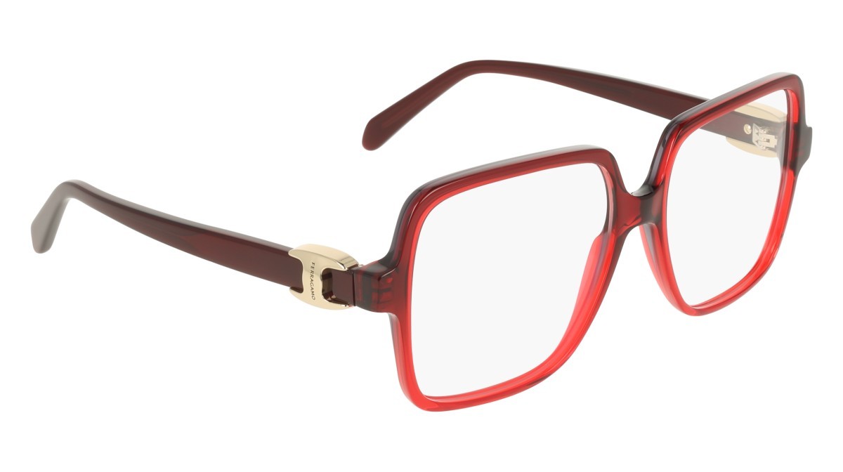 Eyeglasses Salvatore Ferragamo SF3058 (615) color transparent dark red gradient shape rectangle 