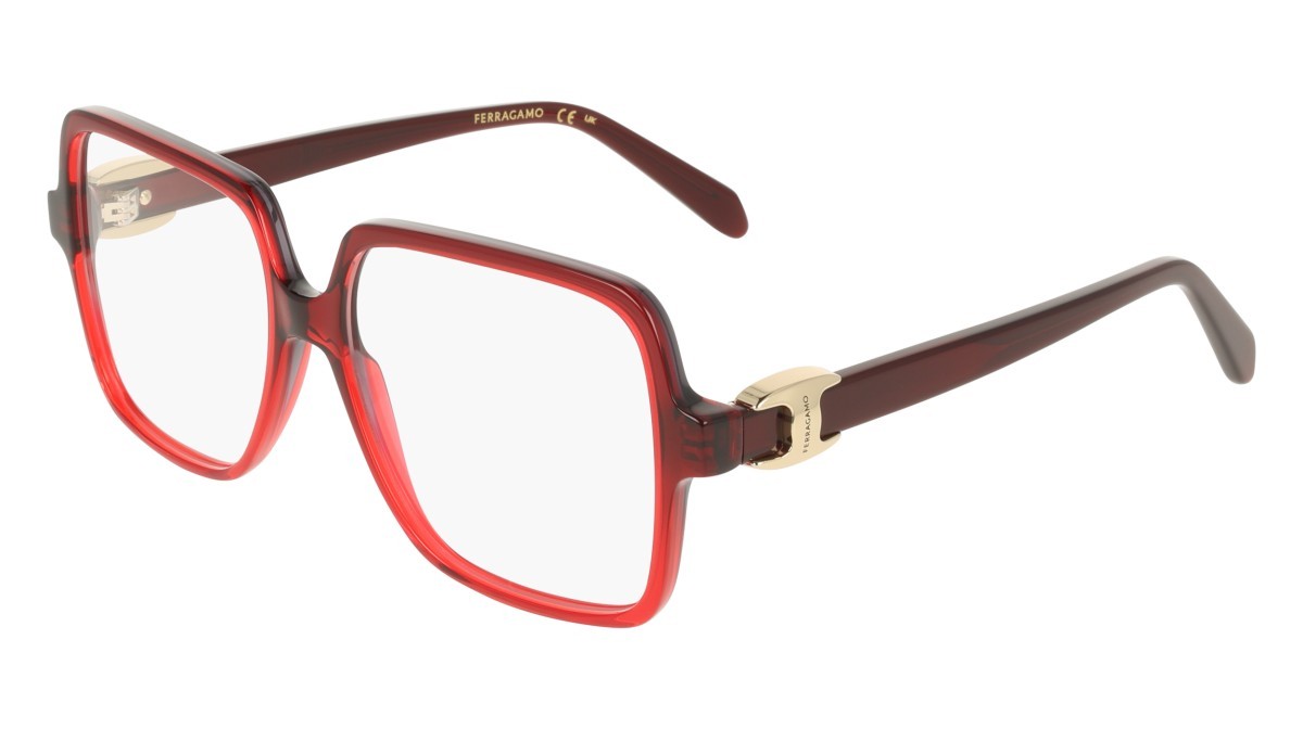 Eyeglasses Salvatore Ferragamo SF3058 (615) color transparent dark red gradient shape rectangle 