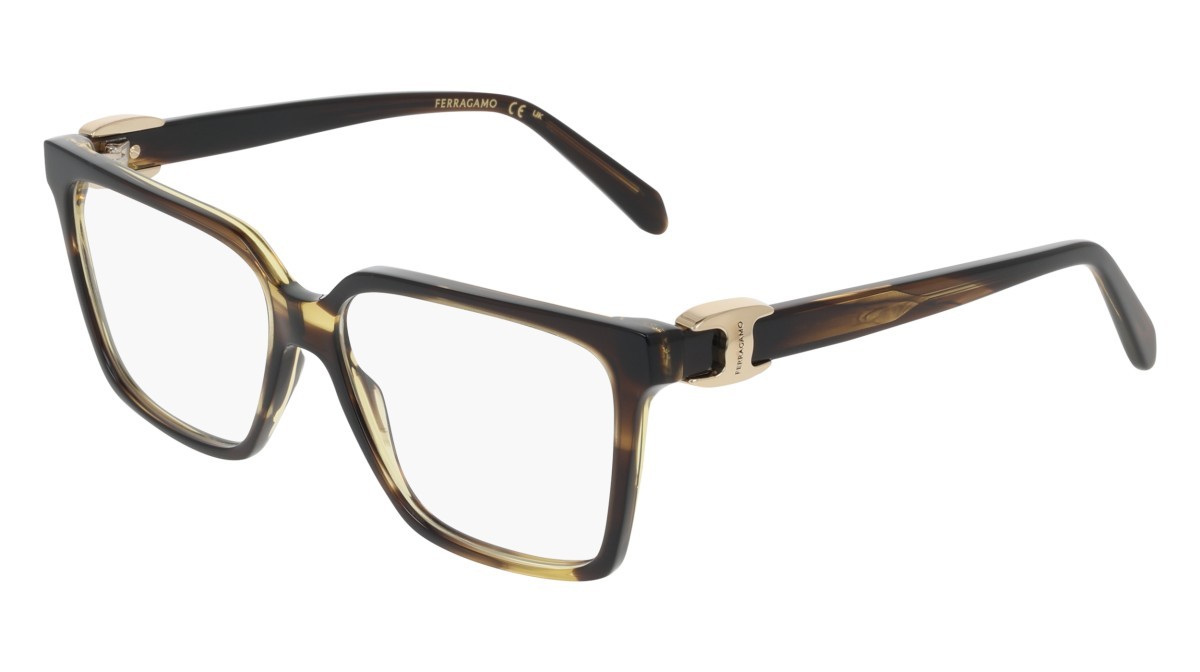 Eyeglasses Salvatore Ferragamo SF3059 (323) color khaki horn shape rectangular 