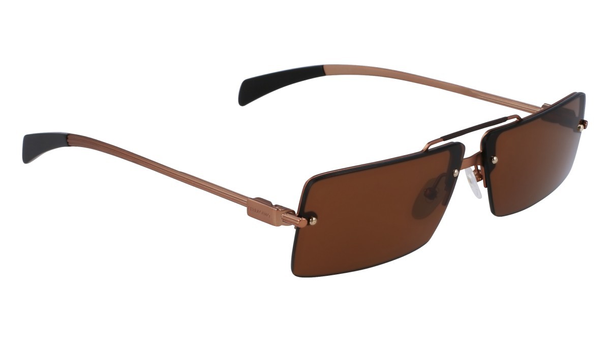 Sonnenbrillen Salvatore Ferragamo SF306S (762) farbe matte amber gold/brown form rechteckig gläser solid brown