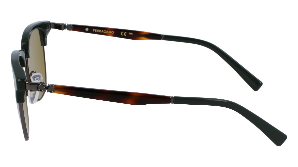 Sonnenbrillen Salvatore Ferragamo SF307S (302) farbe dark green form pantos gläser solid olive