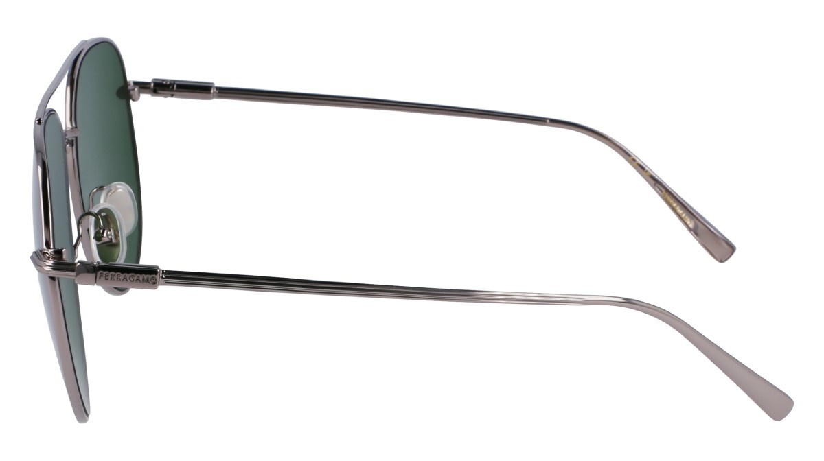 Sonnenbrillen Salvatore Ferragamo SF308S (044) farbe light ruthenium/green form aviator gläser solid green