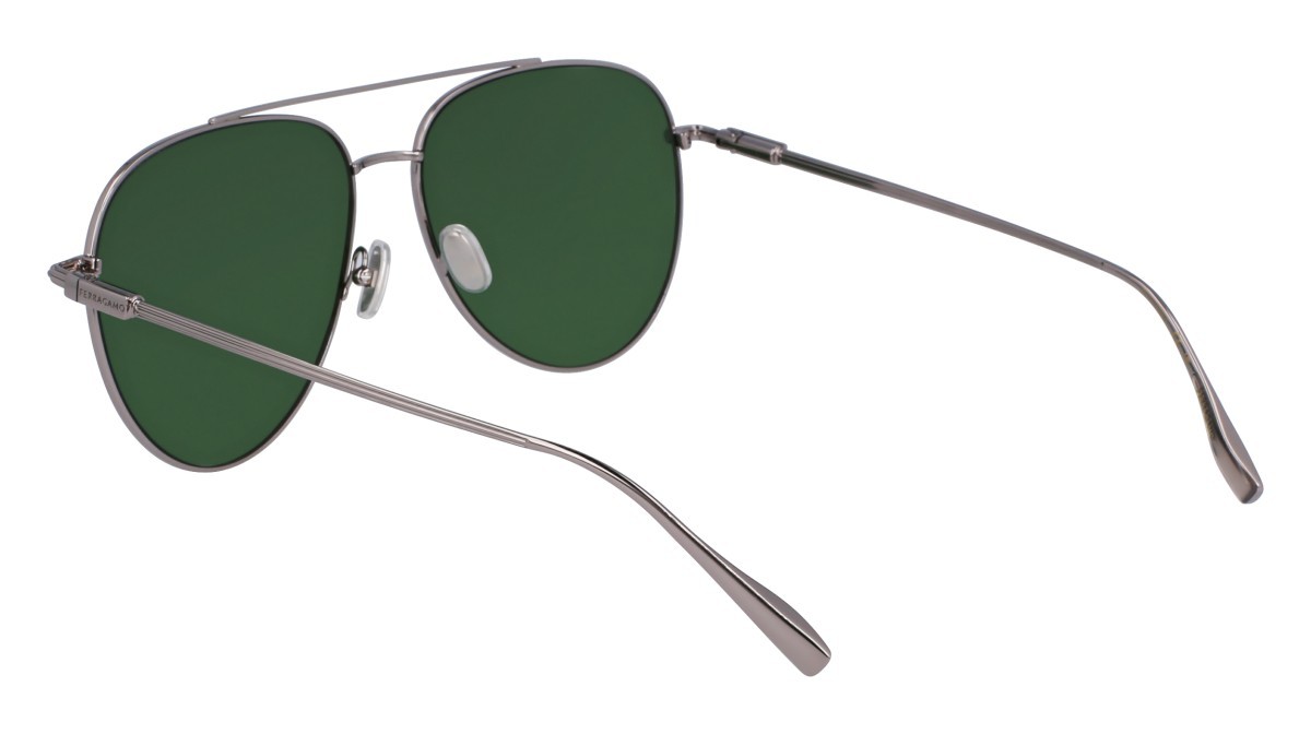 Sonnenbrillen Salvatore Ferragamo SF308S (044) farbe light ruthenium/green form aviator gläser solid green