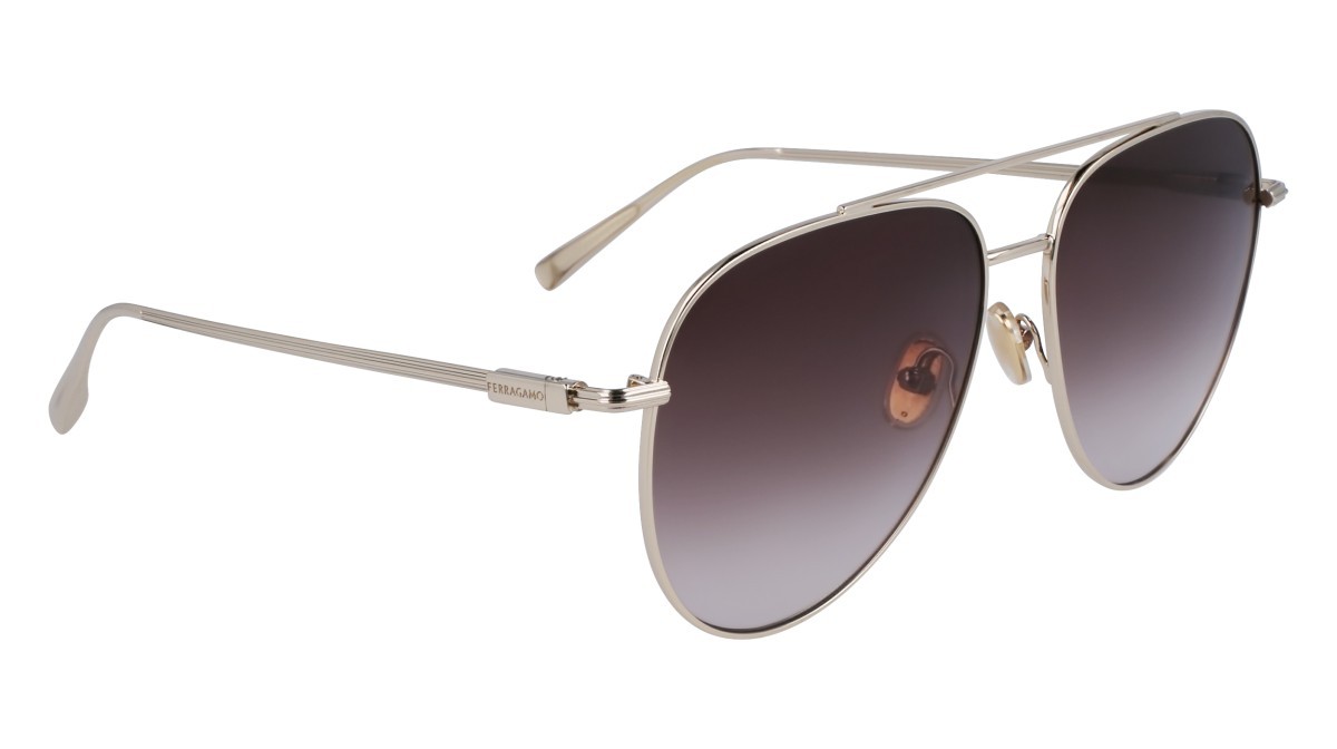 Sonnenbrillen Salvatore Ferragamo SF308S (703) farbe gold/brown gradient form aviator gläser gradient brown