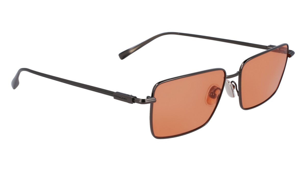 Sonnenbrillen Salvatore Ferragamo SF309S (017) farbe dark gun/orange form rechteckig gläser solid orange