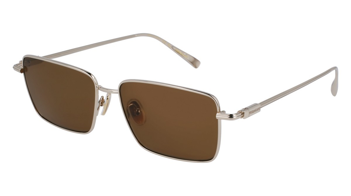 Sonnenbrillen Salvatore Ferragamo SF309S (745) farbe gold/brown form rechteckig gläser solid brown