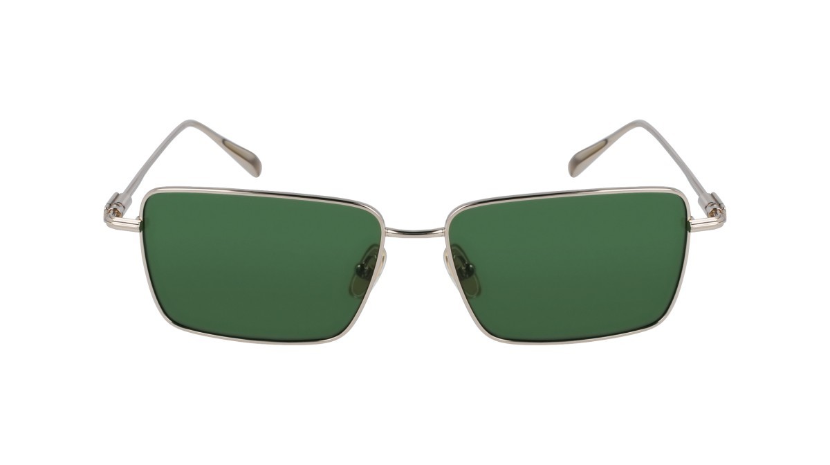 Sonnenbrillen Salvatore Ferragamo SF309S (746) farbe light gold/green form rechteckig gläser solid green