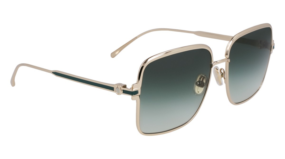 Sunglasses Salvatore Ferragamo SF317S (750) color gold/green gradient shape rectangle lenses gradient green