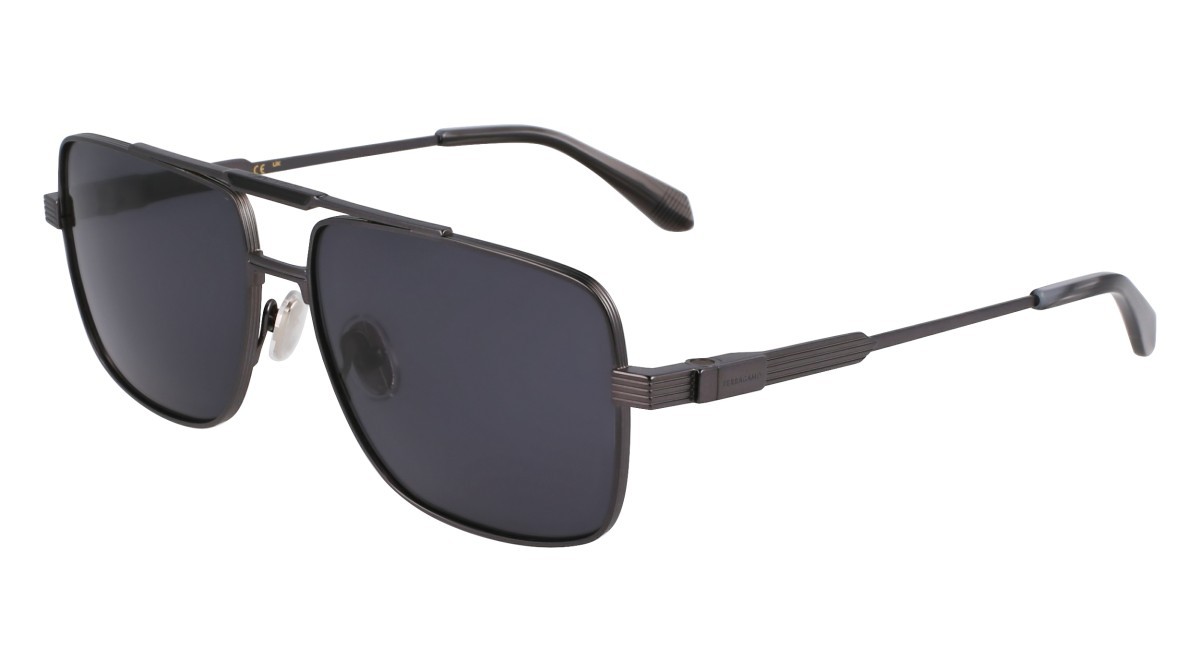 Sonnenbrillen Salvatore Ferragamo SF318S (018) farbe matte dark gunmetal form navigator gläser solid grey