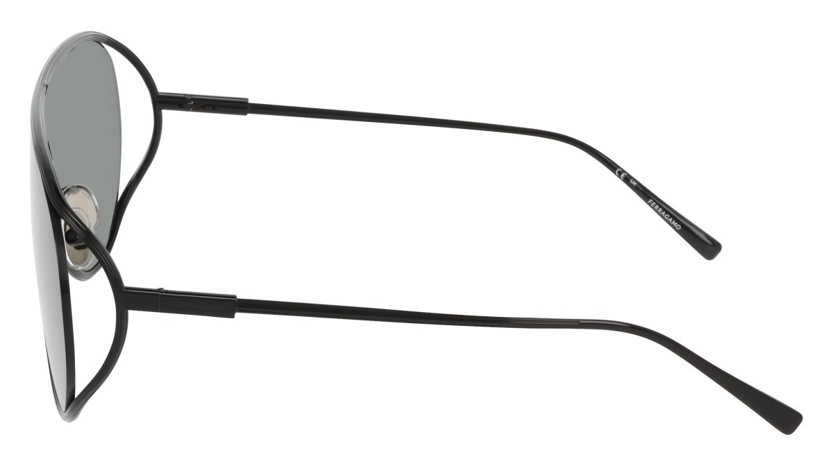 Sunglasses Salvatore Ferragamo SF323S (001) color black shape aviator lenses solid grey
