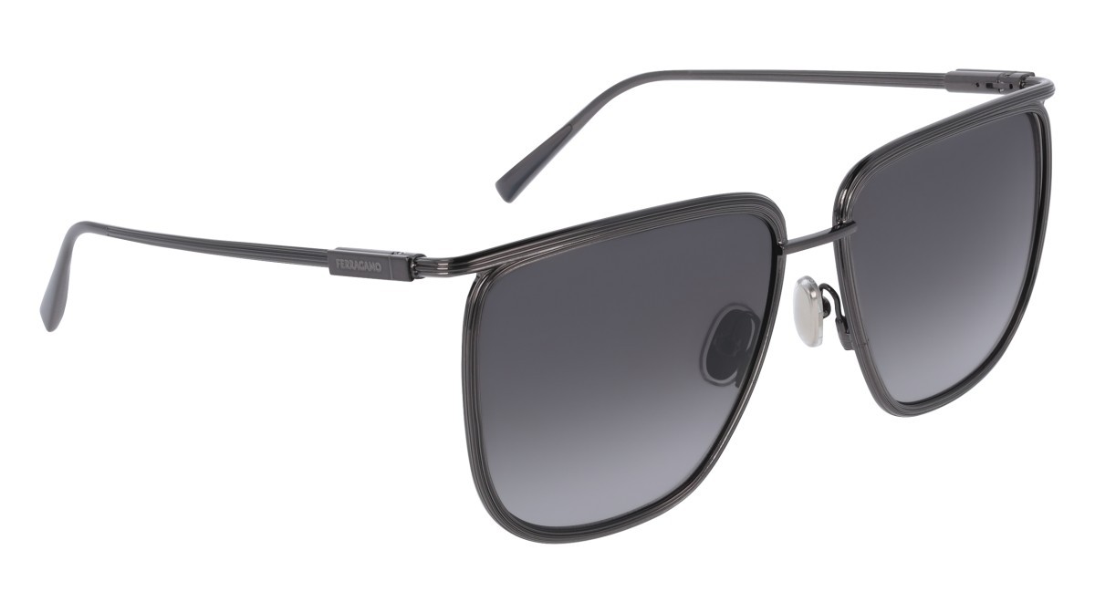 Sonnenbrillen Salvatore Ferragamo SF324S (027) farbe dark ruthenium form rechteckig gläser gradient grey