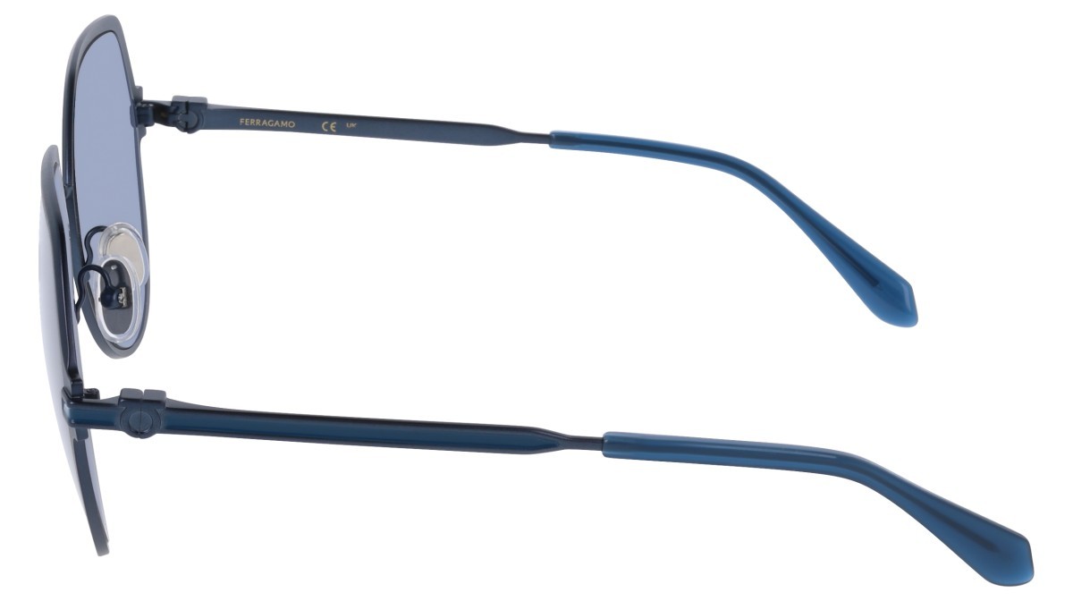 Sunglasses Salvatore Ferragamo SF325S (414) color matte blue shape pantos lenses solid blue