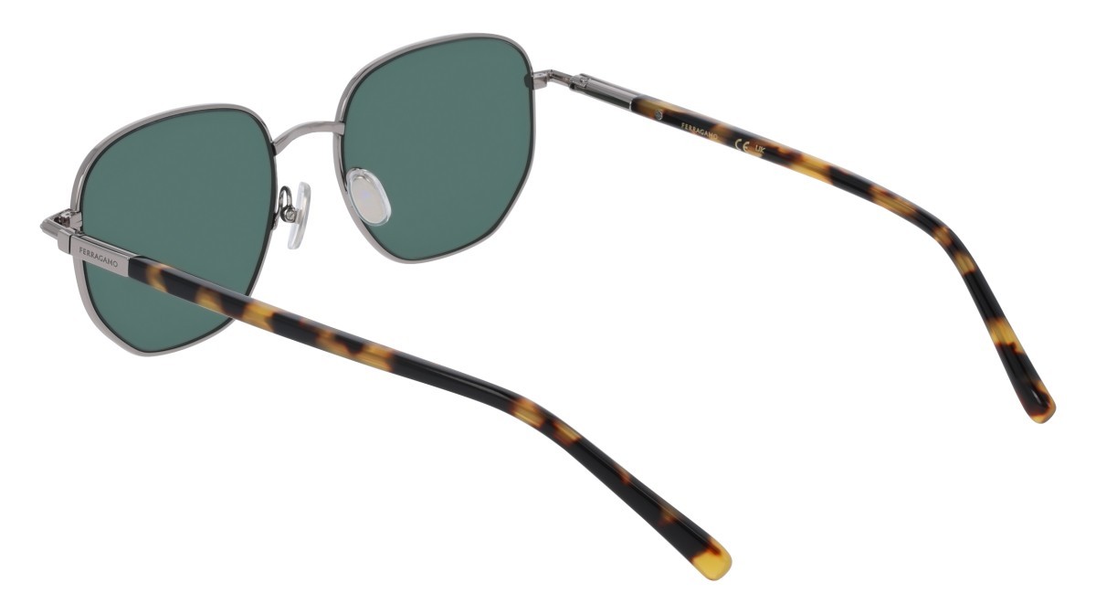 Sonnenbrillen Salvatore Ferragamo SF328S (082) farbe light ruthenium/green form rechteckig gläser solid green