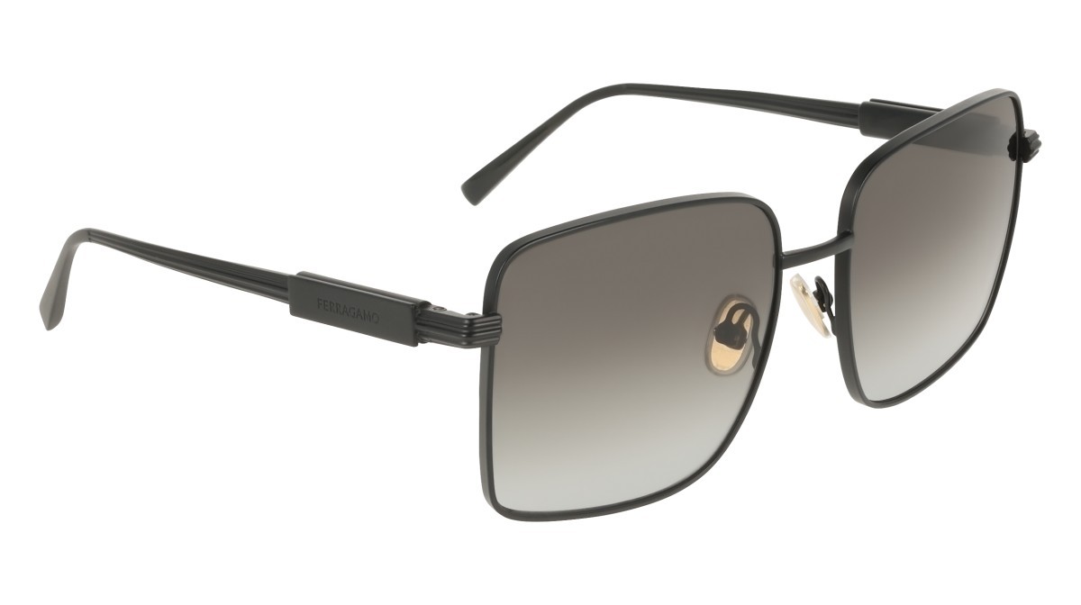 Sunglasses Salvatore Ferragamo SF330S (002) color matte black shape square lenses gradient grey