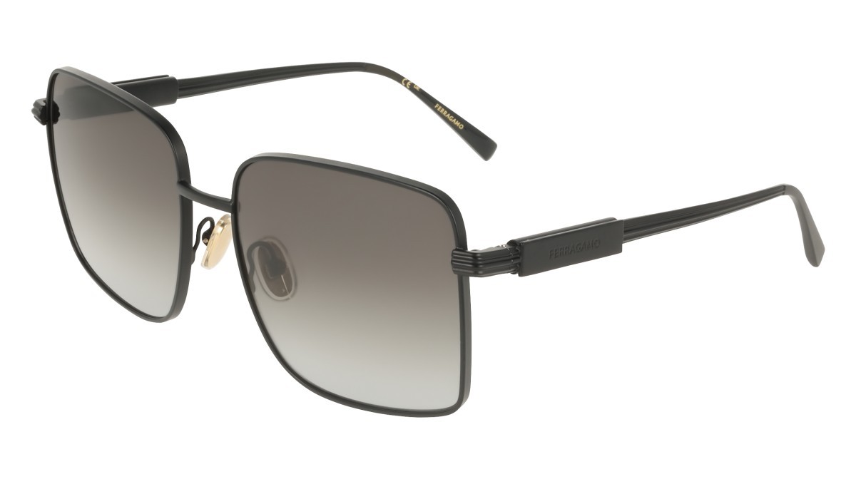 Sunglasses Salvatore Ferragamo SF330S (002) color matte black shape square lenses gradient grey