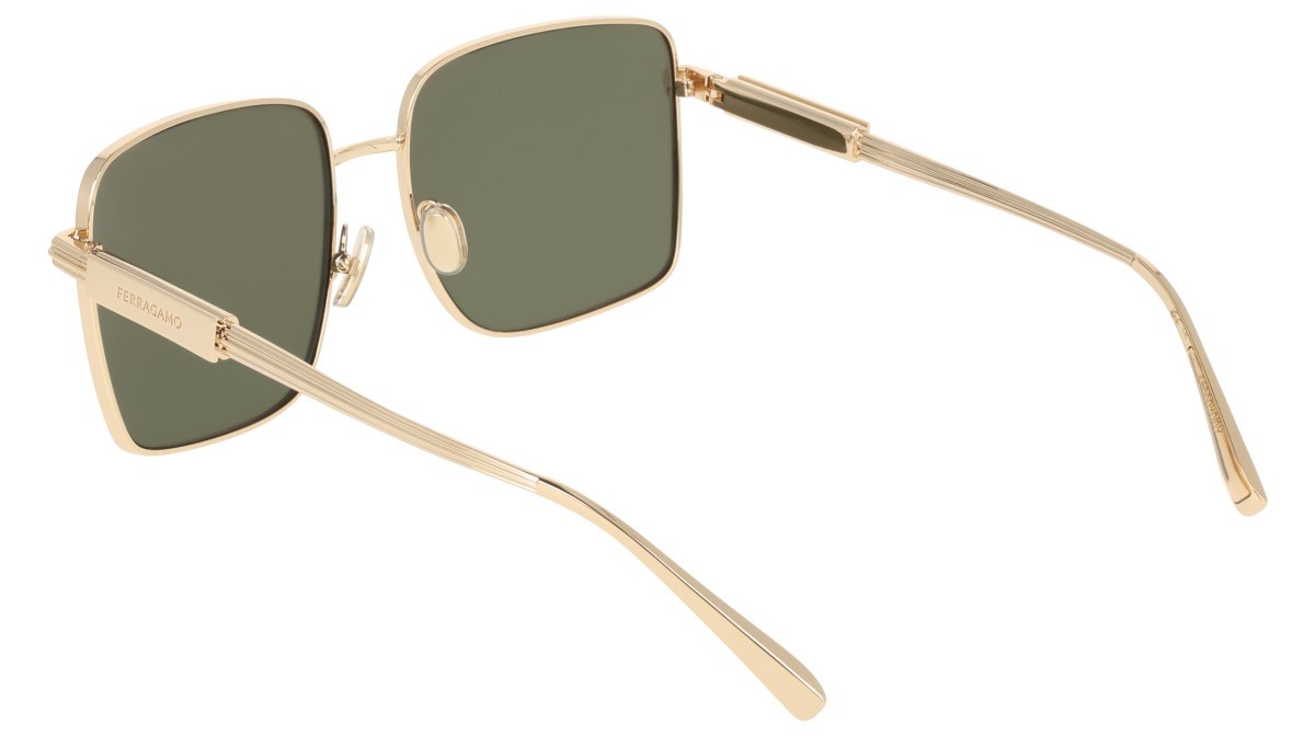 Sunglasses Salvatore Ferragamo SF330S (752) color gold/green shape square lenses solid green