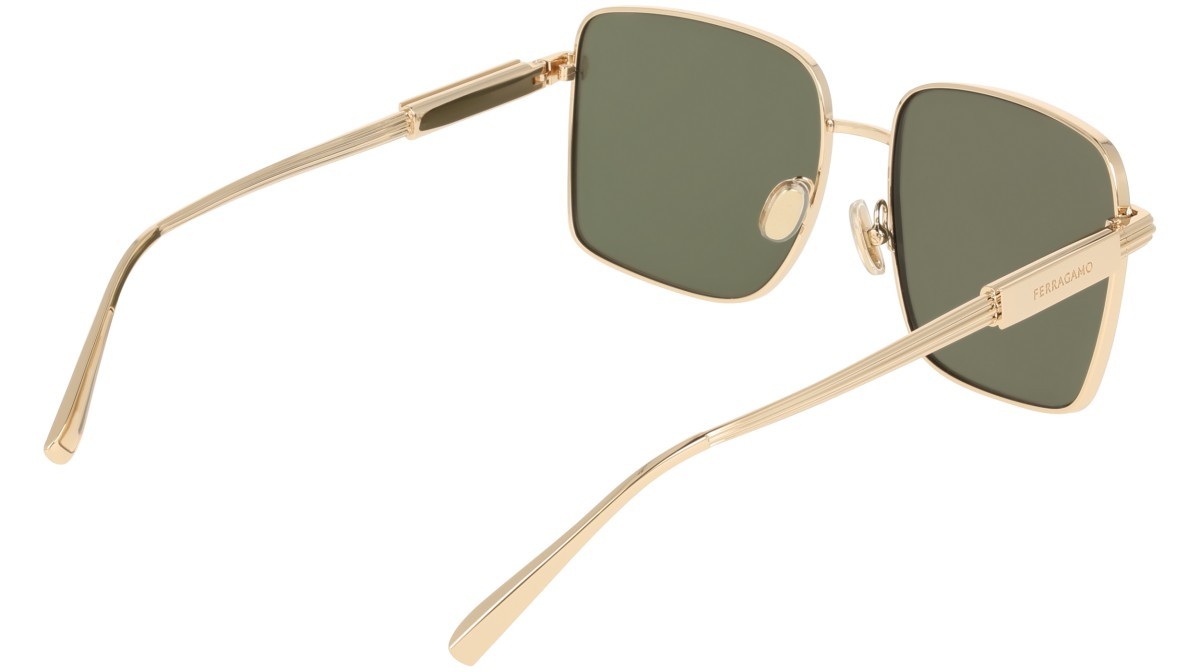 Sunglasses Salvatore Ferragamo SF330S (752) color gold/green shape square lenses solid green
