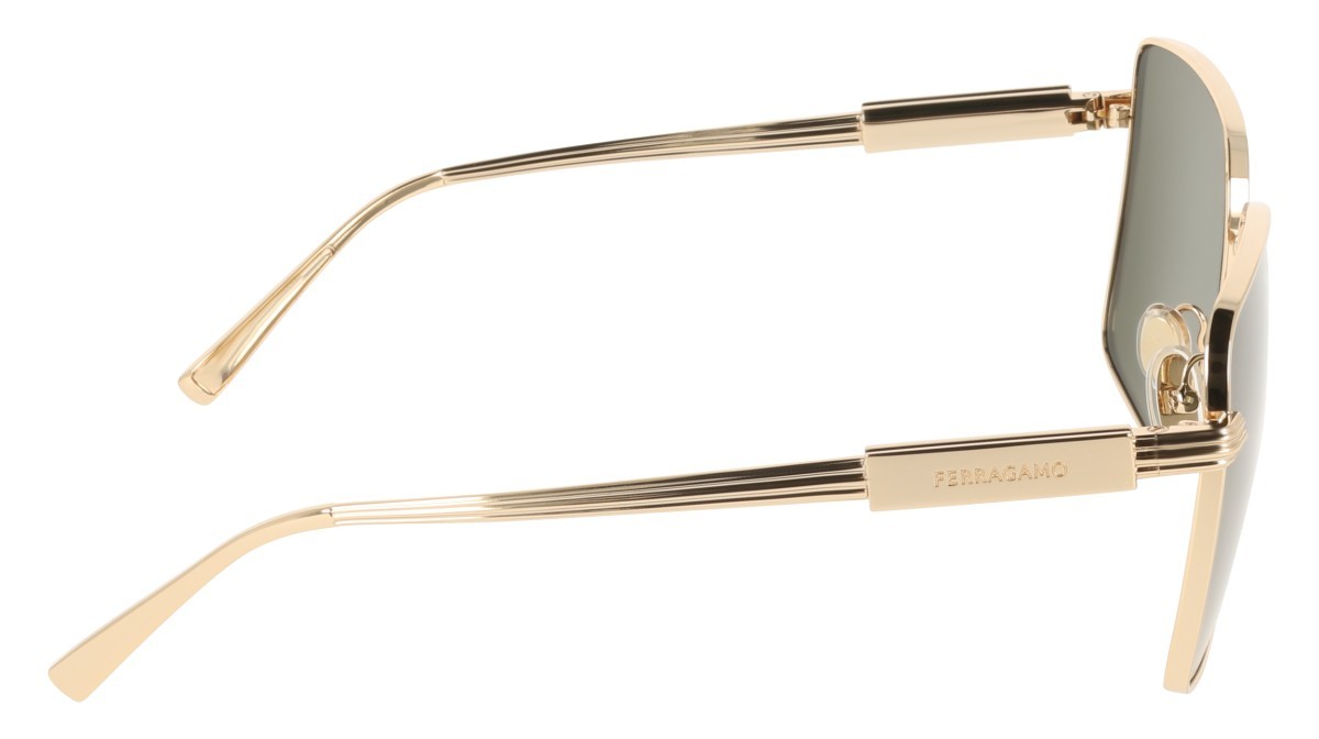 Sunglasses Salvatore Ferragamo SF330S (752) color gold/green shape square lenses solid green
