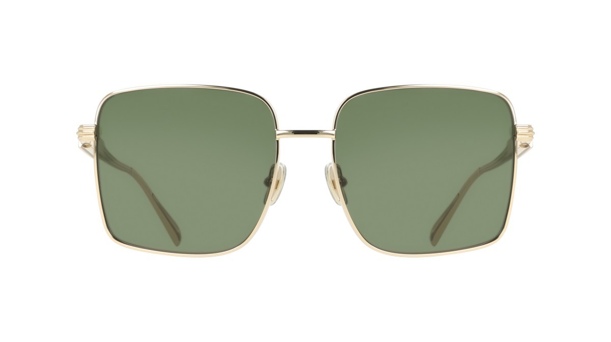 Sunglasses Salvatore Ferragamo SF330S (752) color gold/green shape square lenses solid green