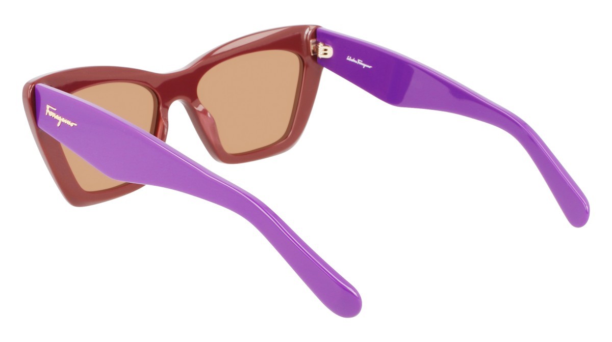 Sonnenbrillen Salvatore Ferragamo SF929S (209) farbe dark brown/violet form schmetterling gläser solid brown