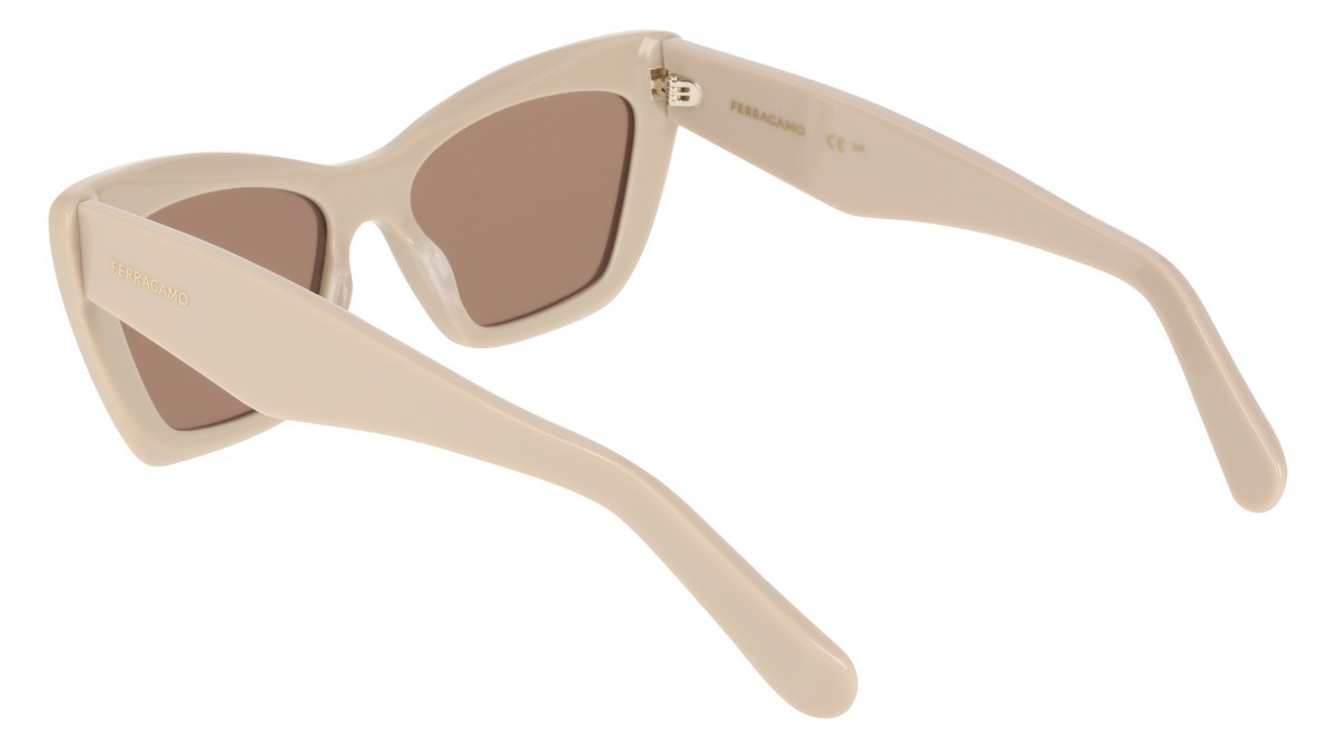 Sunglasses Salvatore Ferragamo SF929SN (259) color beige shape butterfly lenses solid brown